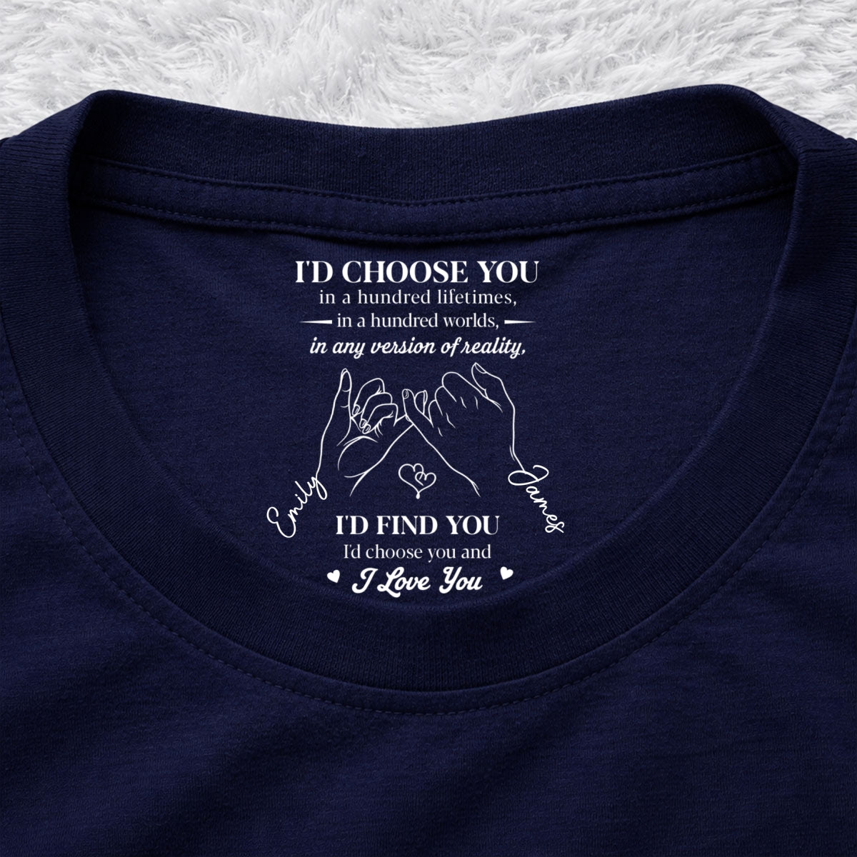 Custom Christmas Anniversary Keepsake Gifts For Husband • In Any Version Of Reality - Personalized Inside Neck Print T-Shirt