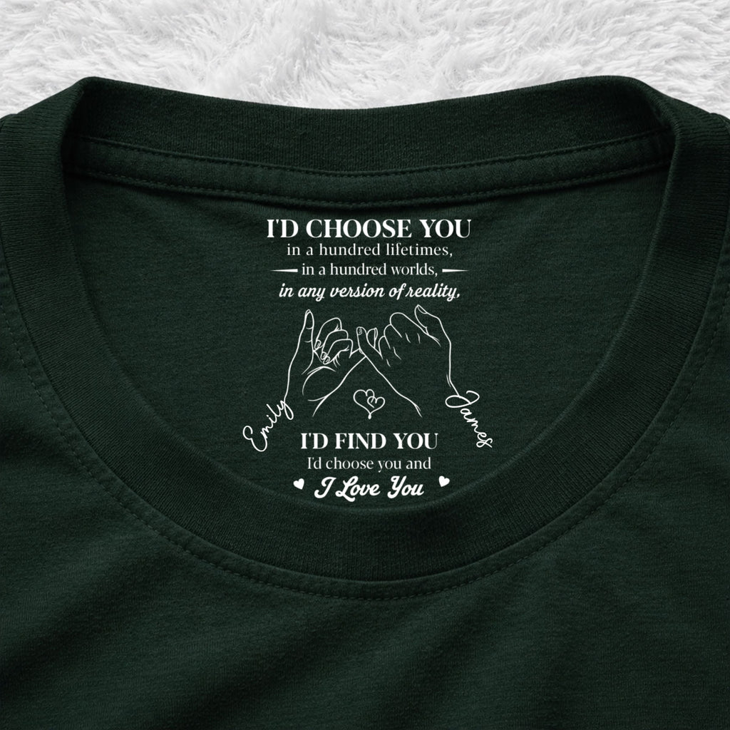 Custom Christmas Anniversary Keepsake Gifts For Husband • In Any Version Of Reality - Personalized Inside Neck Print T-Shirt