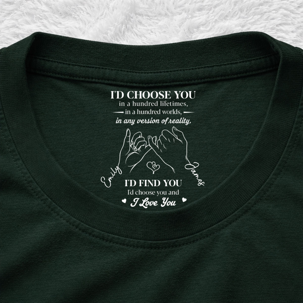 Custom Christmas Anniversary Keepsake Gifts For Husband • In Any Version Of Reality - Personalized Inside Neck Print T-Shirt
