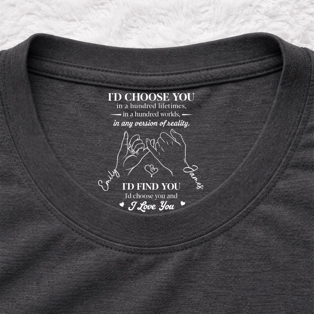 Custom Christmas Anniversary Keepsake Gifts For Husband • In Any Version Of Reality - Personalized Inside Neck Print T-Shirt