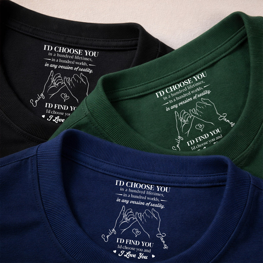 Custom Christmas Anniversary Keepsake Gifts For Husband • In Any Version Of Reality - Personalized Inside Neck Print T-Shirt