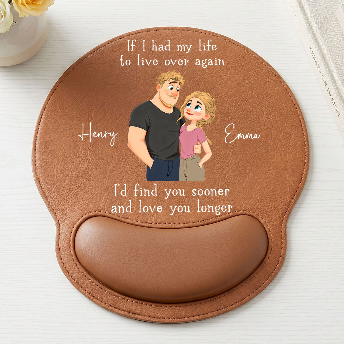 Love You So Much - Personalized Leather Mouse Pad