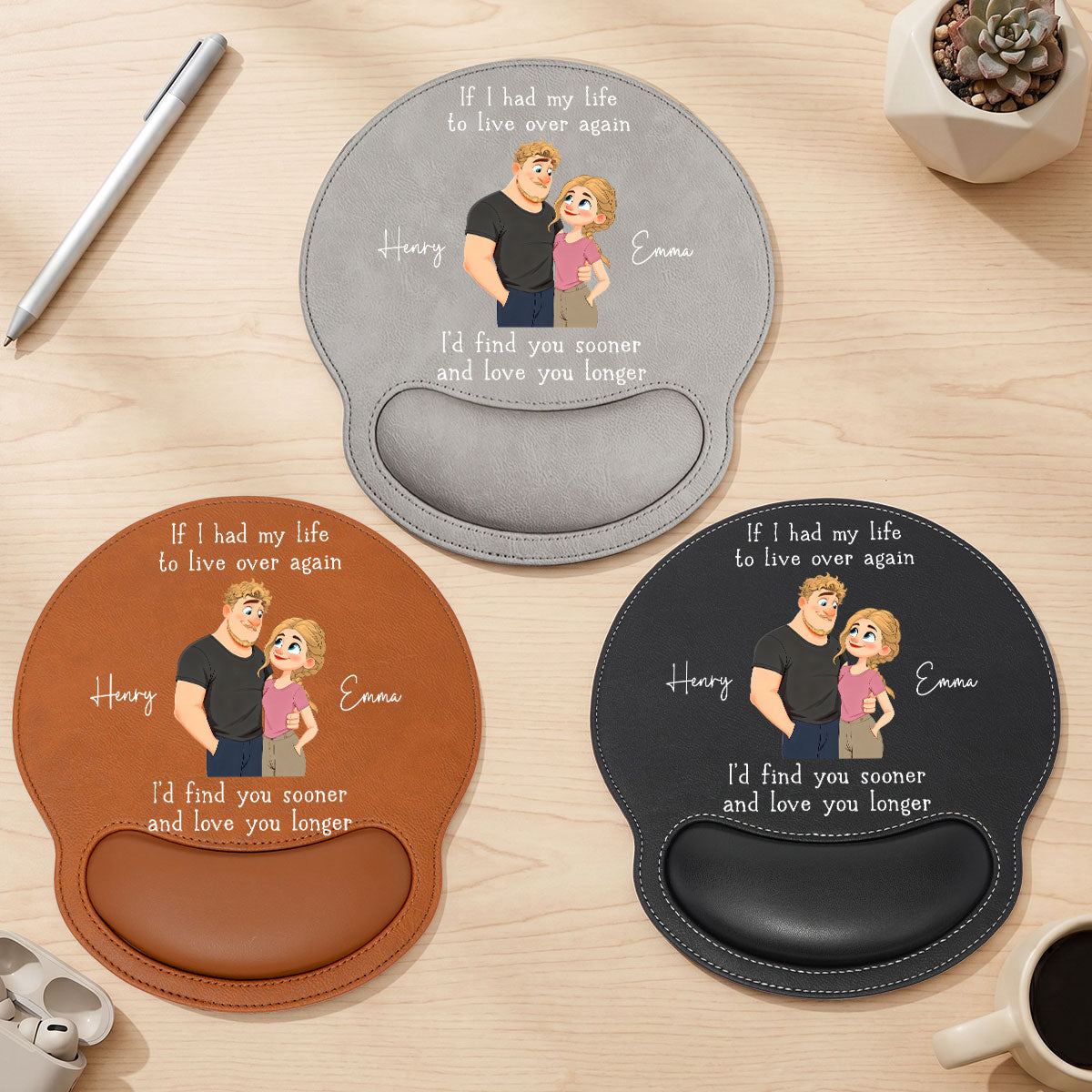Love You So Much - Personalized Leather Mouse Pad