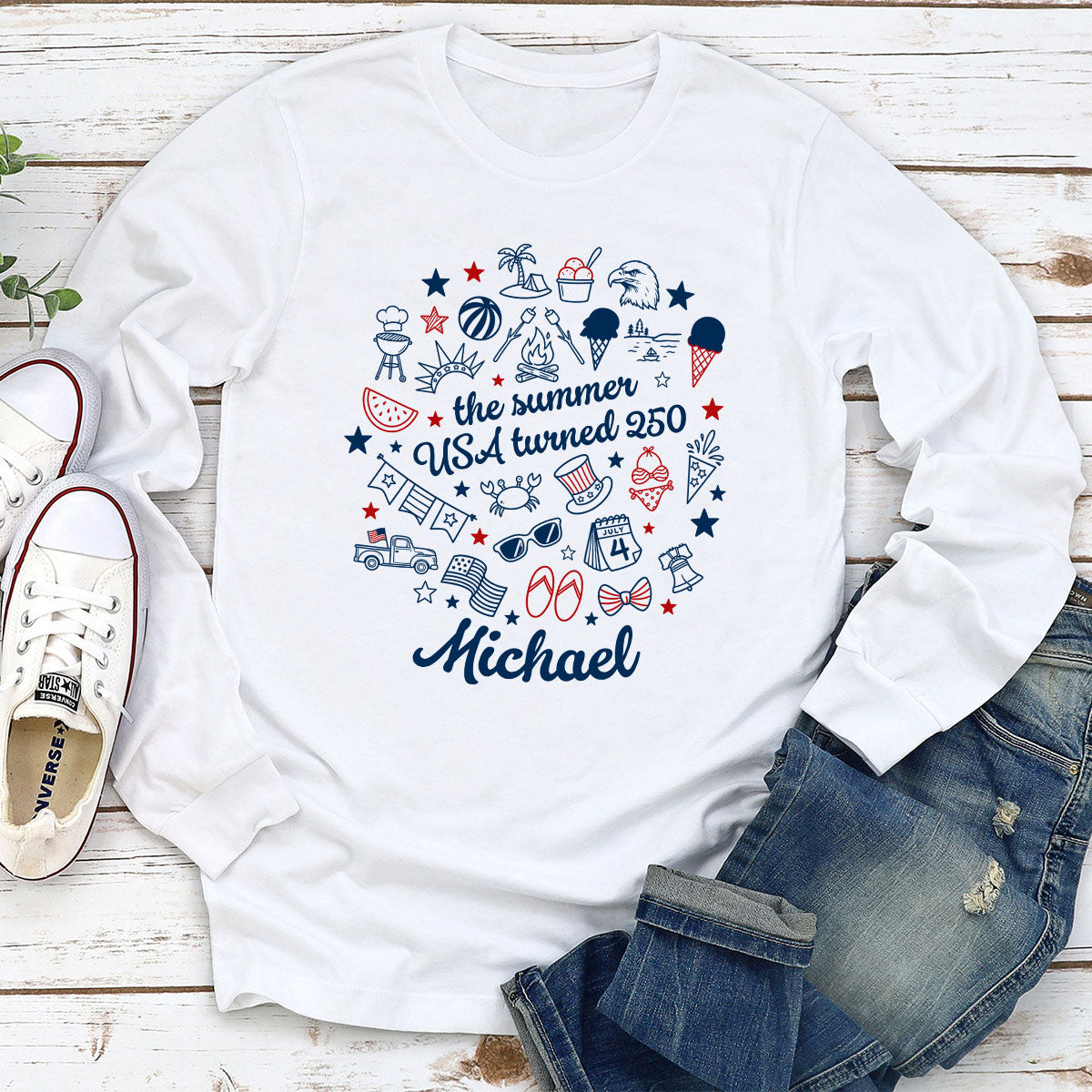 Custom Christmas & Birthday Keepsake Gift • Stars Stripes And Summer - Personalized Shirt