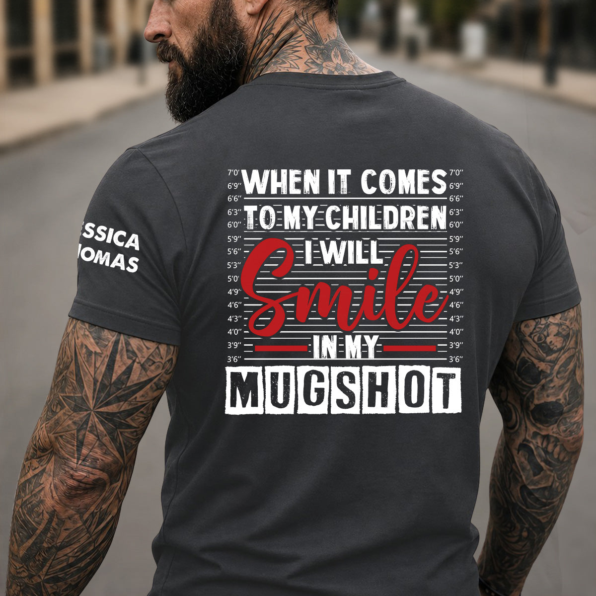 Custom Christmas Anniversary Keepsake Gifts For Husband • I Will Smile In My Mugshot - Personalized Shirt With Design On Sleeve
