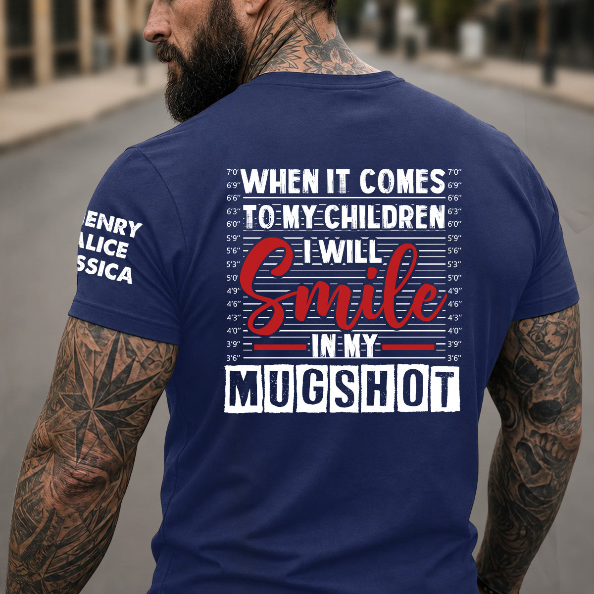 Custom Christmas Anniversary Keepsake Gifts For Husband • I Will Smile In My Mugshot - Personalized Shirt With Design On Sleeve