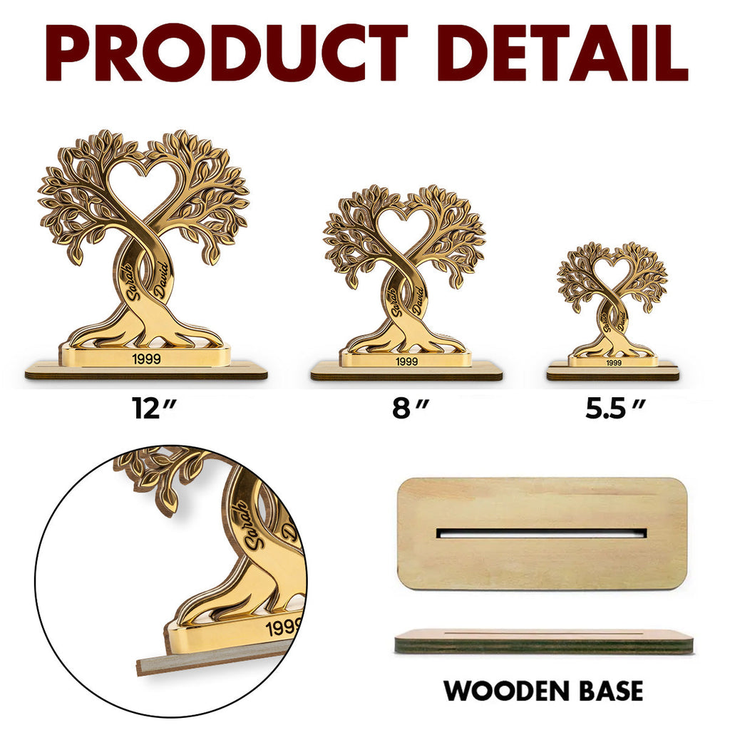 Custom Couple's Decor, Anniversary & Wedding Gift • Forever Rooted - Personalized 2-Layer Wood Plaque With Flat Base