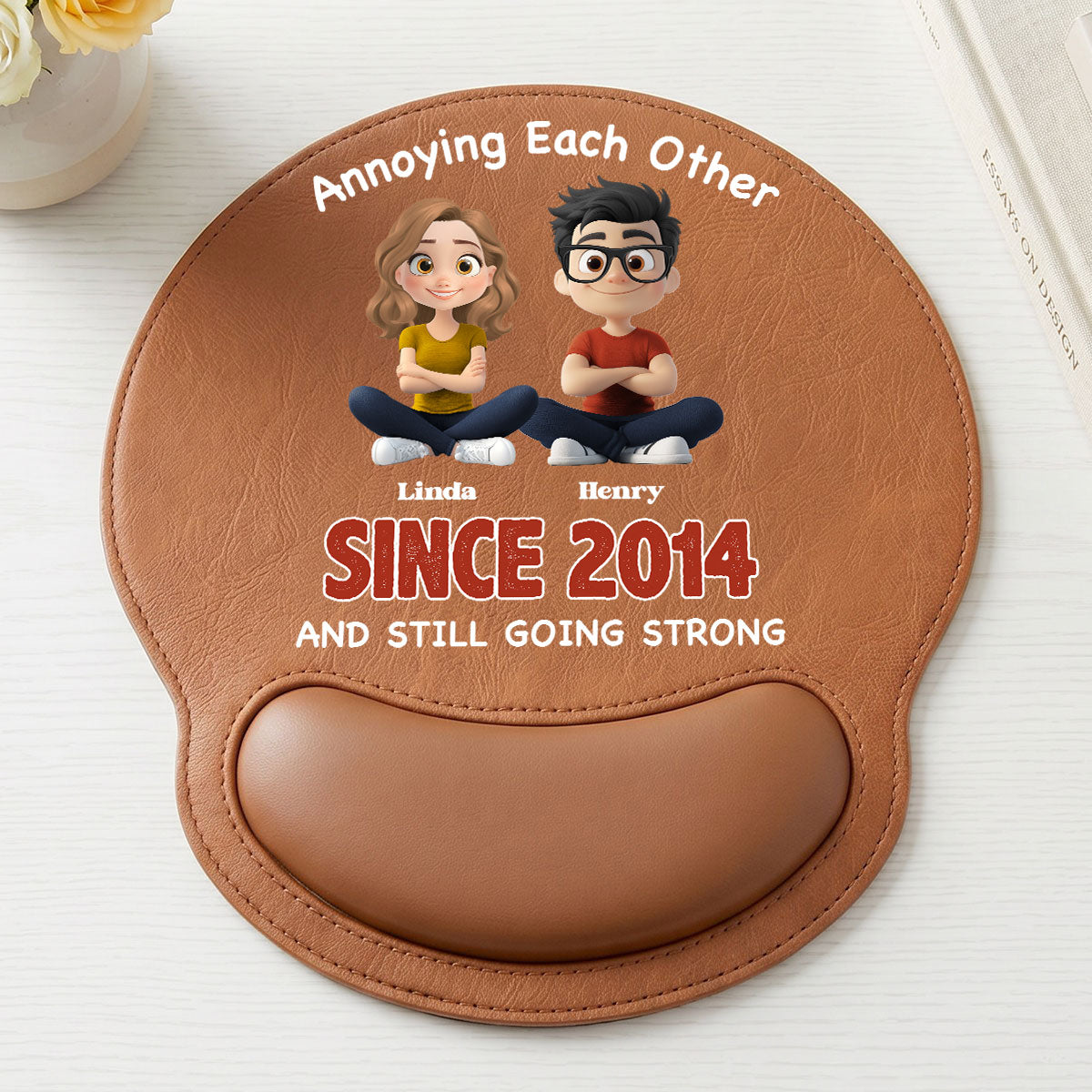 Together Forever - Personalized Leather Mouse Pad