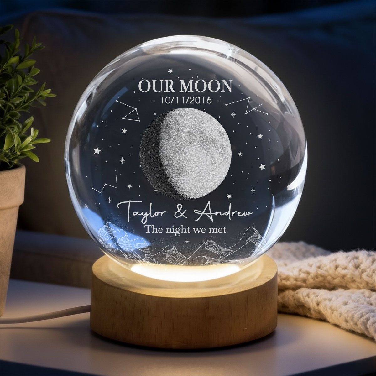 The Beginning Of Us - Personalized Crystal Globe Lamp