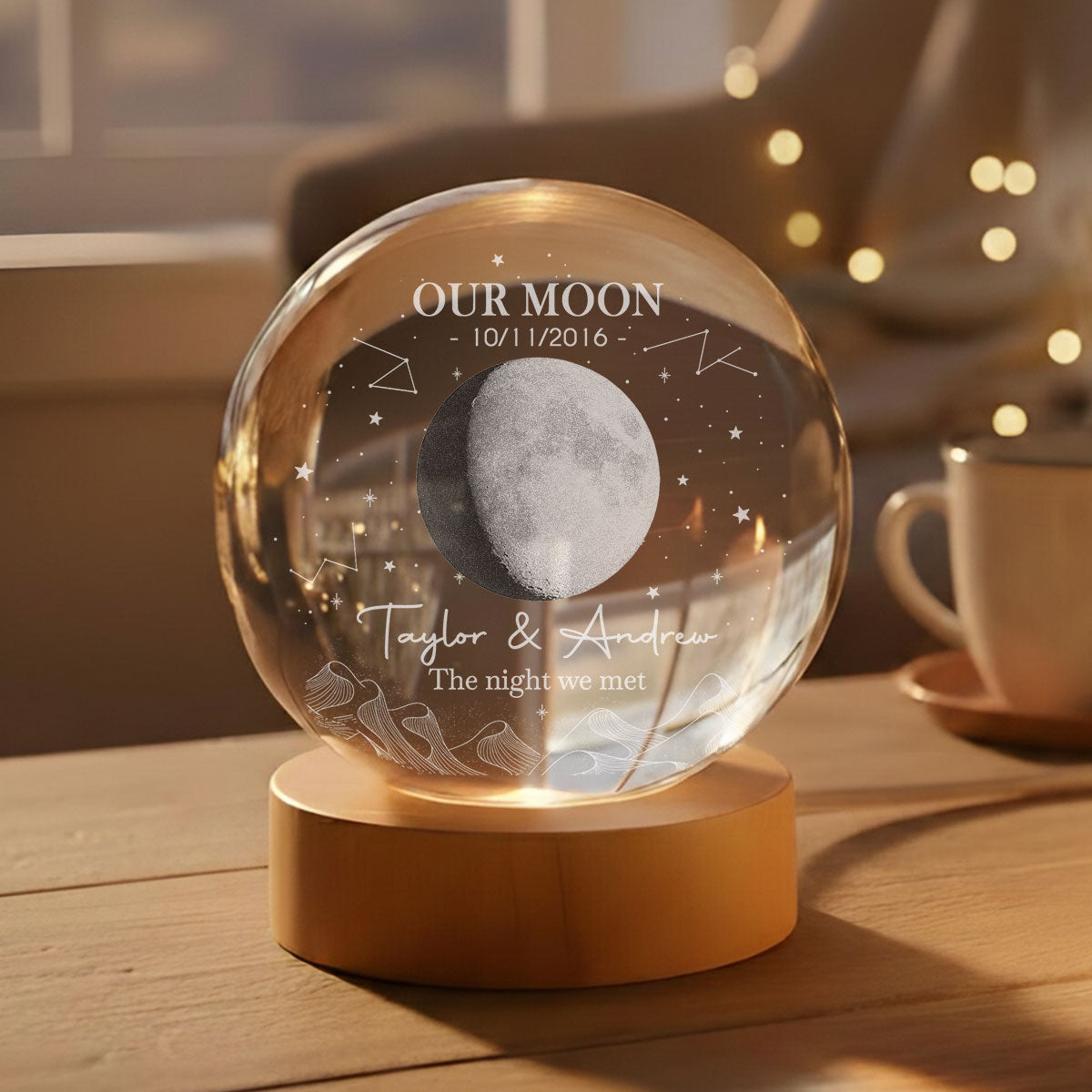 The Beginning Of Us - Personalized Crystal Globe Lamp