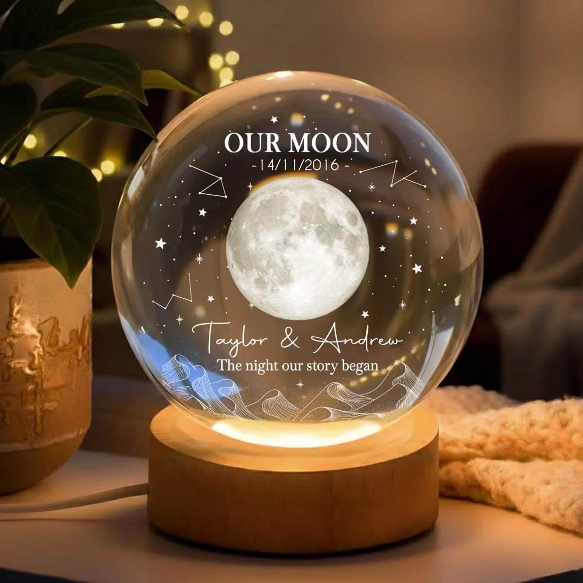 The Beginning Of Us - Personalized Crystal Globe Lamp