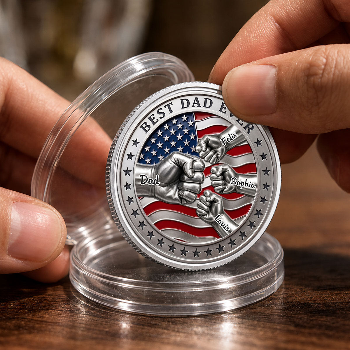 Stars And Stripes Dad - Personalized Commemorative Keepsake Coin