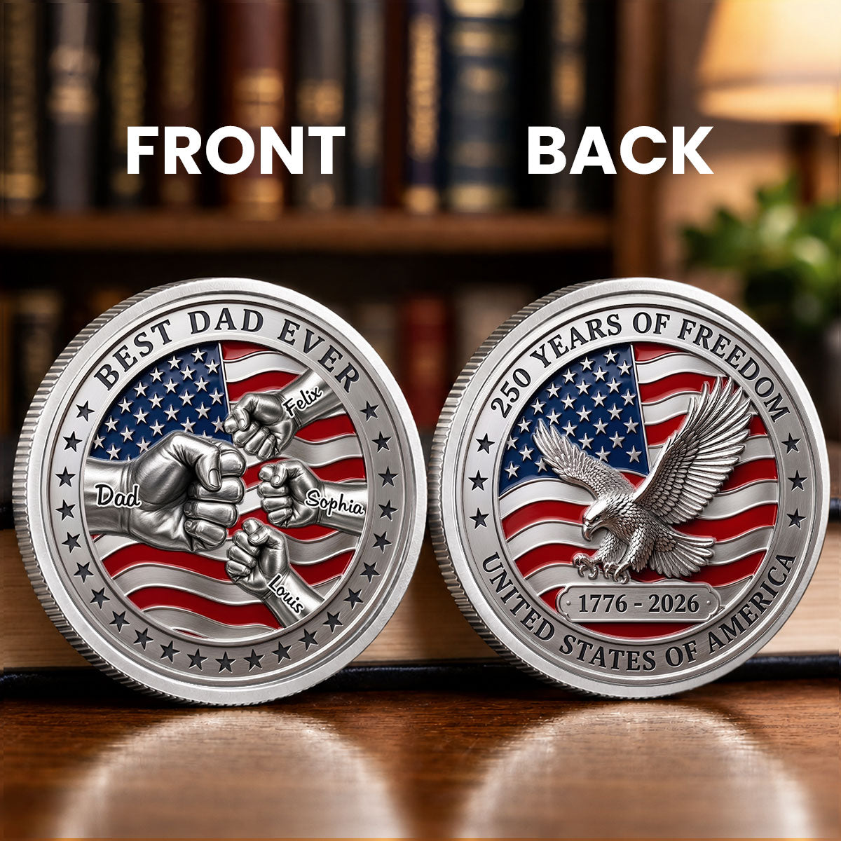 Stars And Stripes Dad - Personalized Commemorative Keepsake Coin