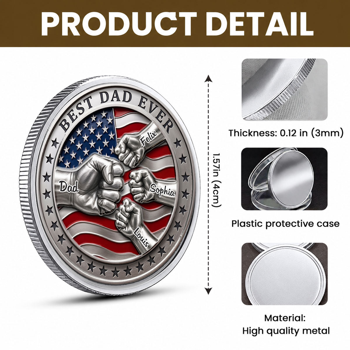 Stars And Stripes Dad - Personalized Commemorative Keepsake Coin