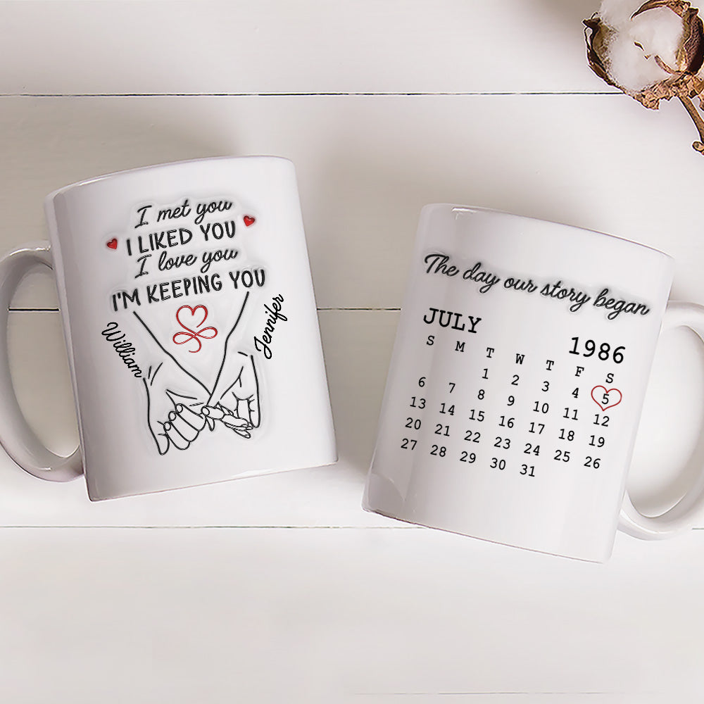 Custom Anniversary Keepsake Gifts For Couple • I Met You I Liked You I Love You - Personalized Coffee Mug