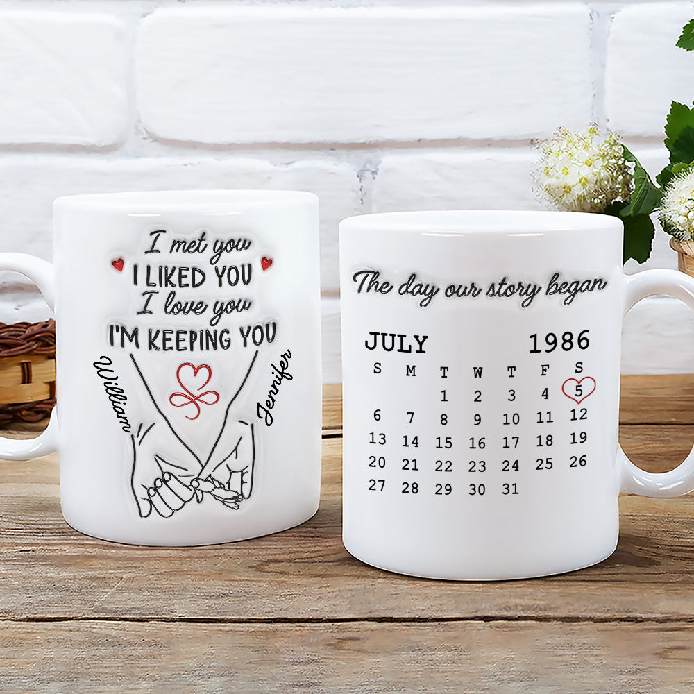 Custom Anniversary Keepsake Gifts For Couple • I Met You I Liked You I Love You - Personalized Coffee Mug
