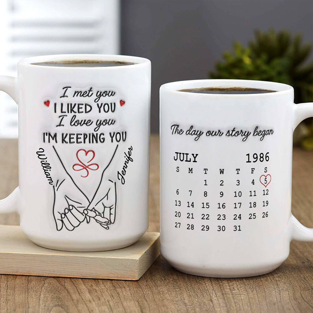 Custom Anniversary Keepsake Gifts For Couple • I Met You I Liked You I Love You - Personalized Coffee Mug