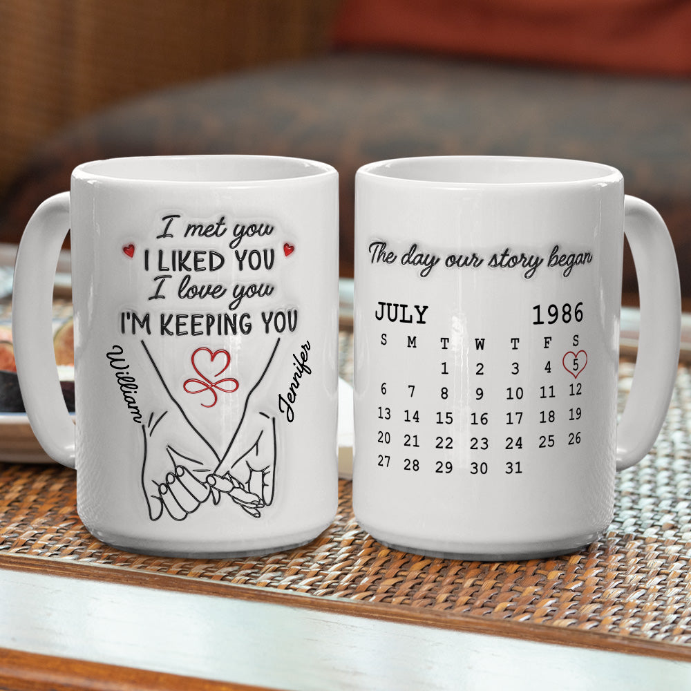 Custom Anniversary Keepsake Gifts For Couple • I Met You I Liked You I Love You - Personalized Coffee Mug