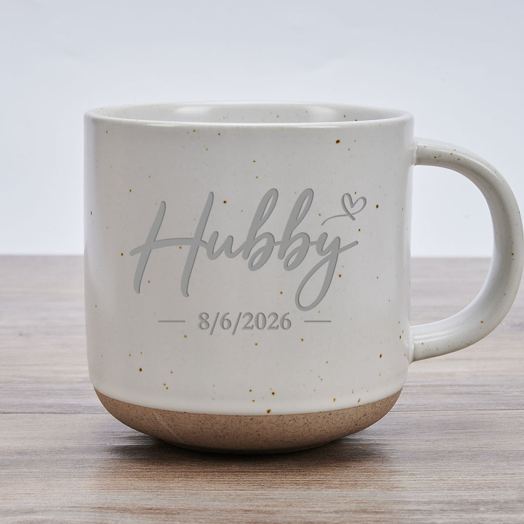 Custom Anniversary Keepsake Gifts For Couple • Hubby And Wifey - Personalized Engraved Pottery Mug
