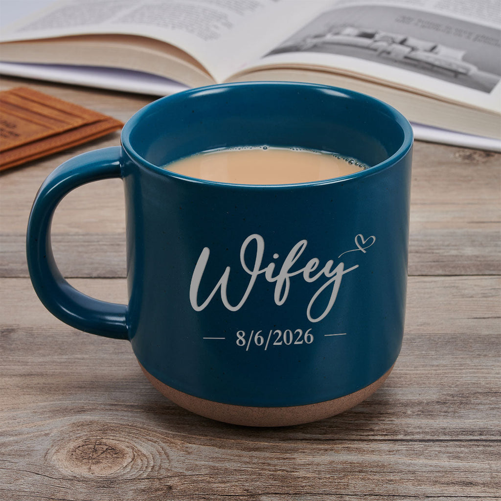 Custom Anniversary Keepsake Gifts For Couple • Hubby And Wifey - Personalized Engraved Pottery Mug