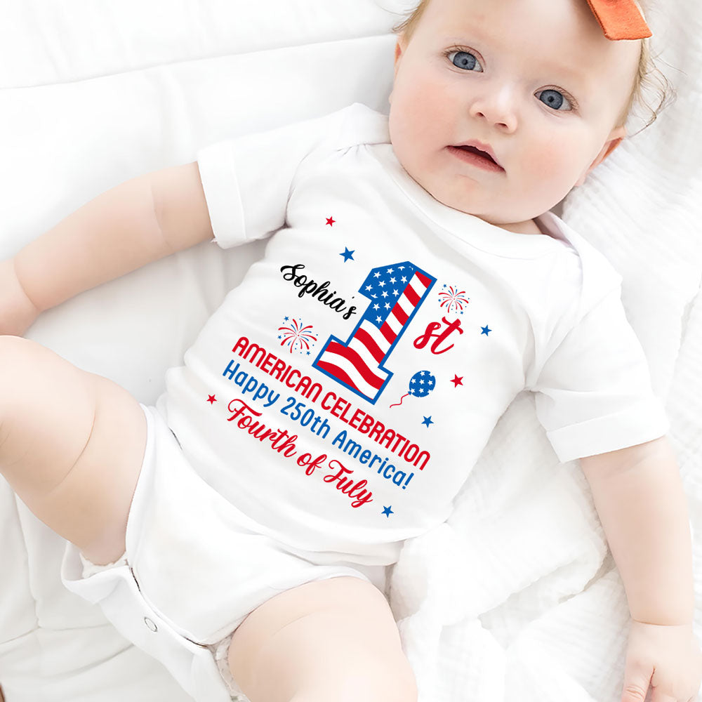 First Red White Boom - Personalized Baby Onesie