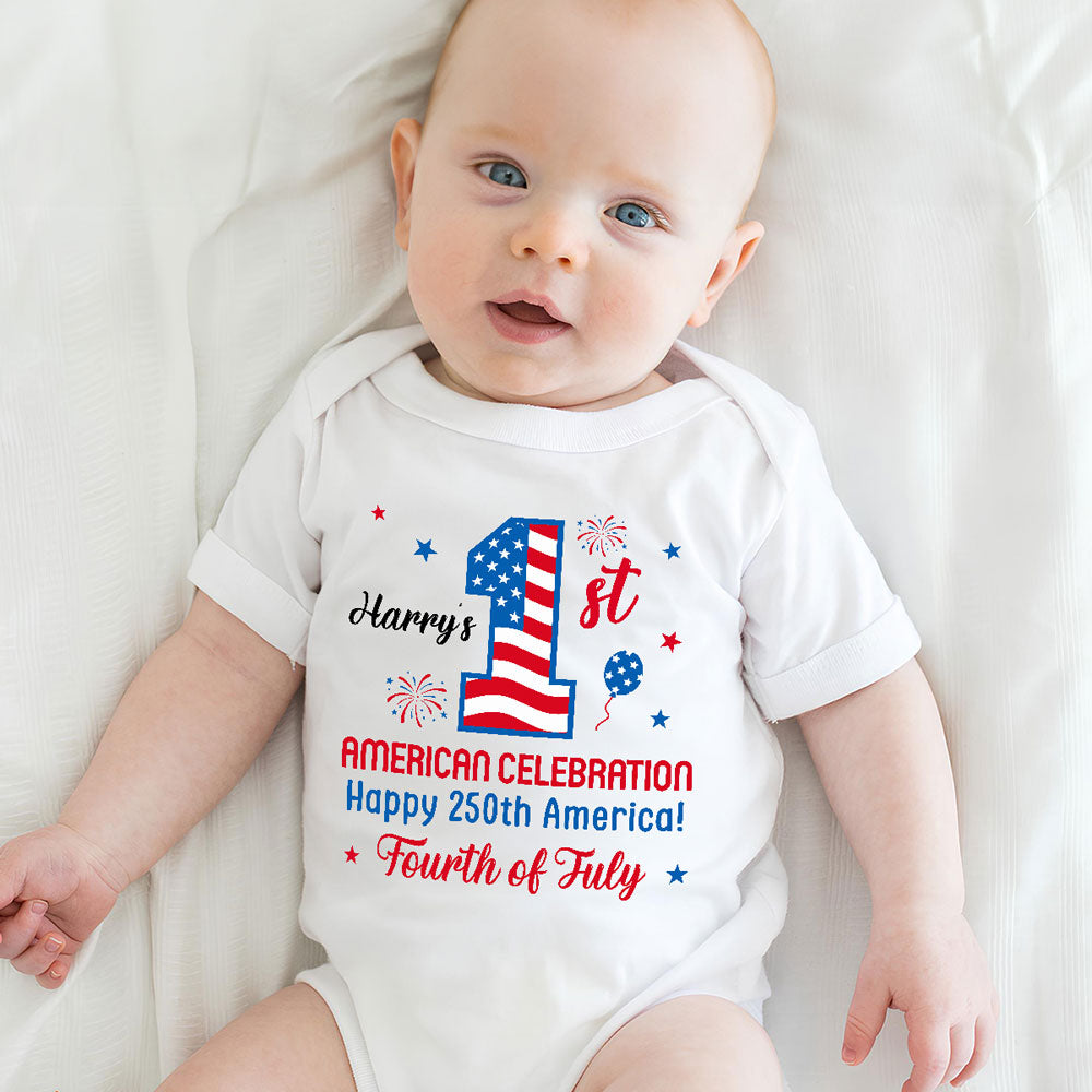 First Red White Boom - Personalized Baby Onesie