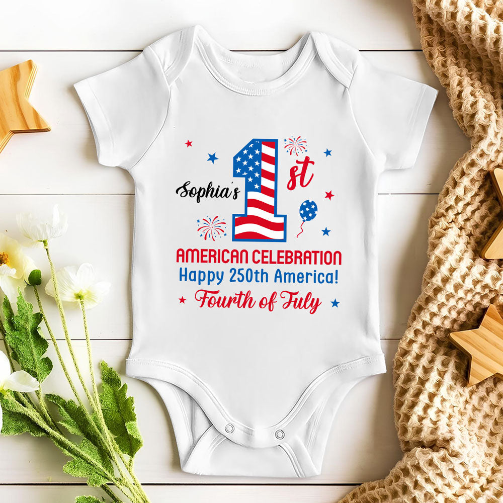 First Red White Boom - Personalized Baby Onesie