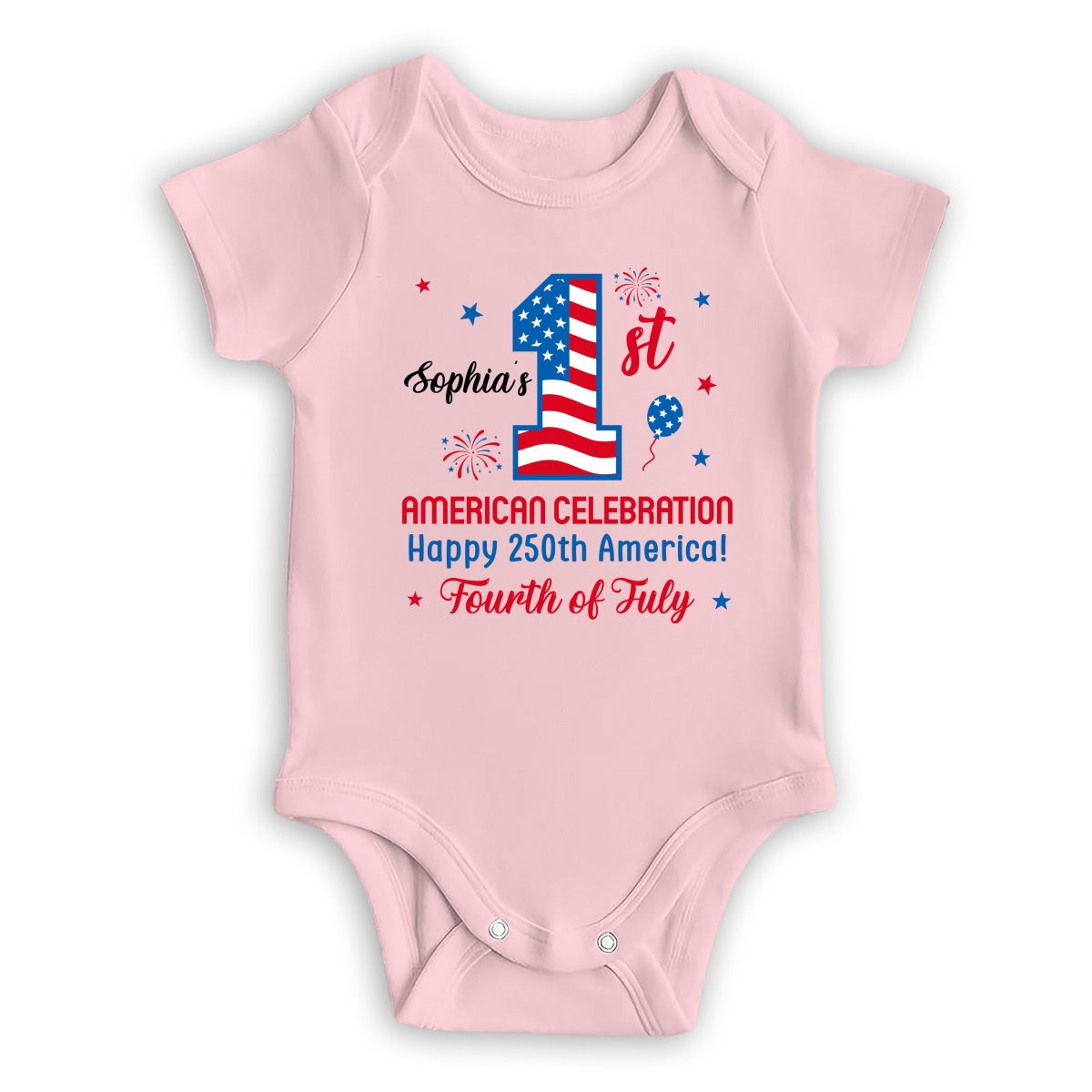 First Red White Boom - Personalized Baby Onesie