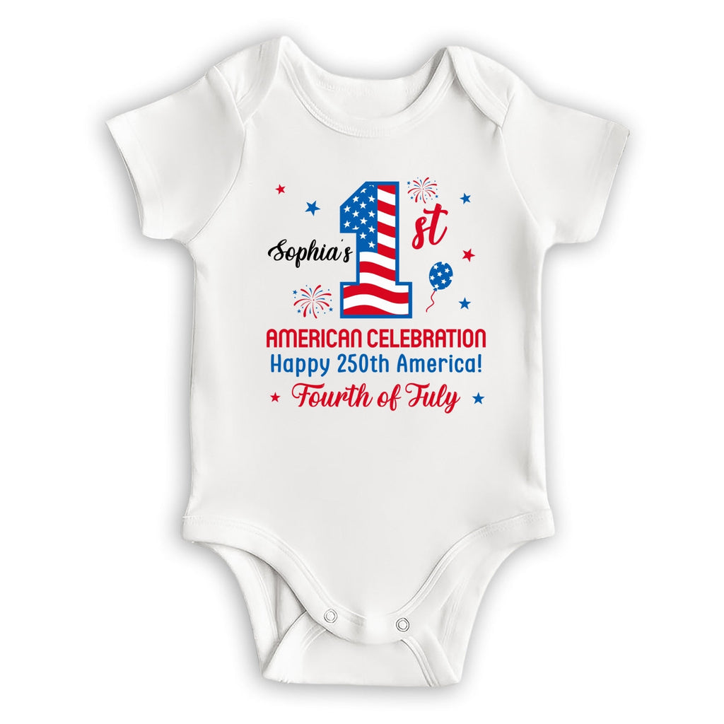 First Red White Boom - Personalized Baby Onesie