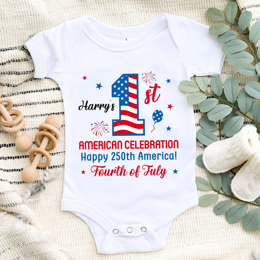 First Red White Boom - Personalized Baby Onesie