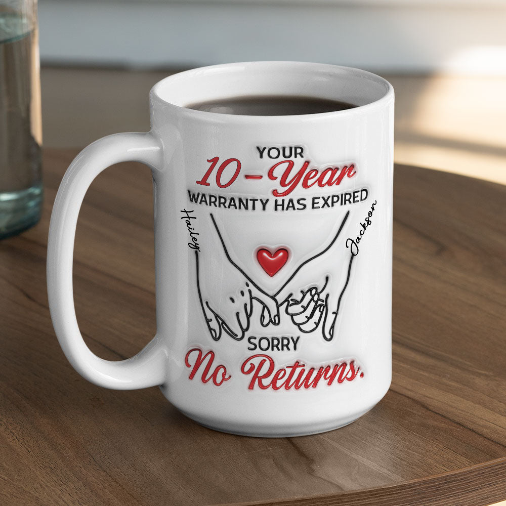 Custom Anniversary Keepsake Gifts For Couple • Love Warranty - Personalized 3D Inflated Effect Mug