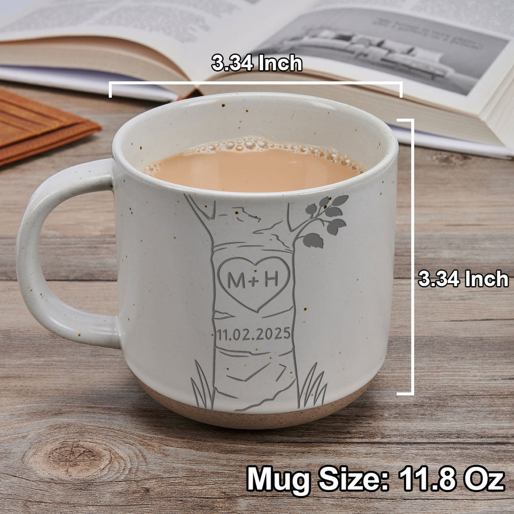 Custom Anniversary Keepsake Gifts For Couple • Carved In Love - Personalized Engraved Pottery Mug