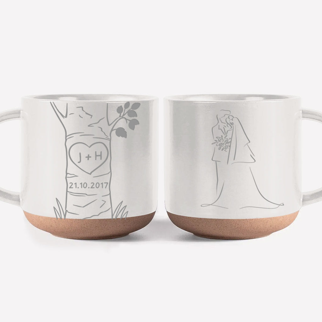 Custom Anniversary Keepsake Gifts For Couple • Carved In Love - Personalized Engraved Pottery Mug