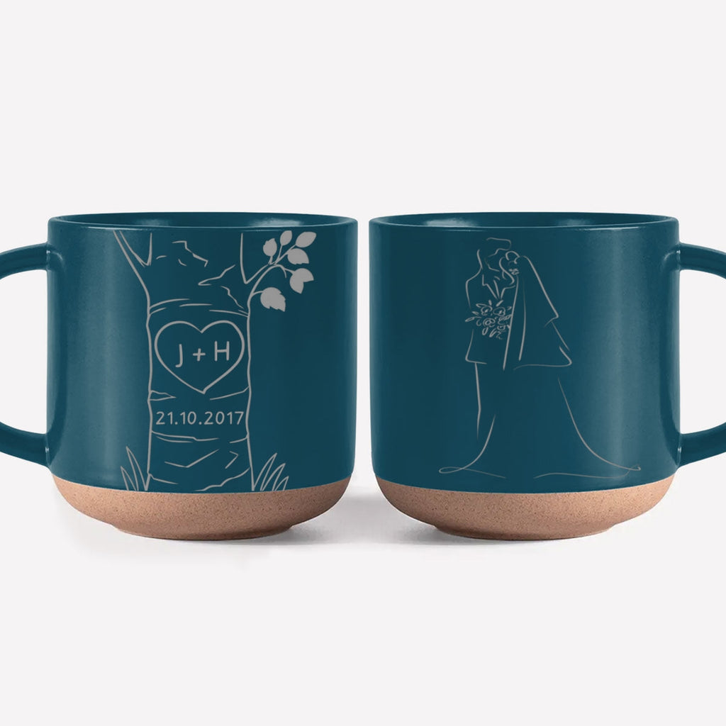 Custom Anniversary Keepsake Gifts For Couple • Carved In Love - Personalized Engraved Pottery Mug