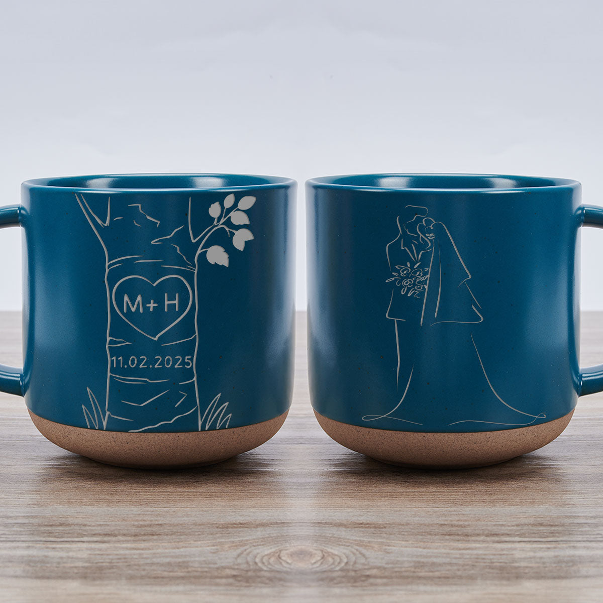 Custom Anniversary Keepsake Gifts For Couple • Carved In Love - Personalized Engraved Pottery Mug