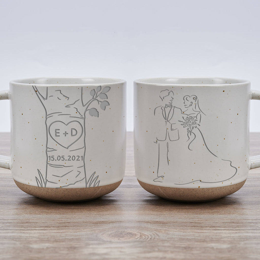 Custom Anniversary Keepsake Gifts For Couple • Carved In Love - Personalized Engraved Pottery Mug