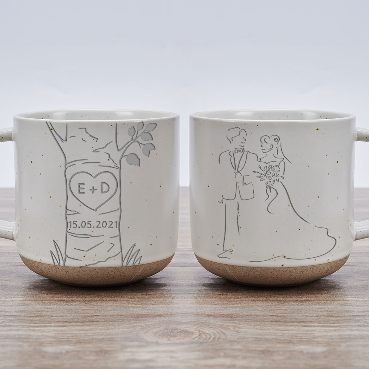 Custom Anniversary Keepsake Gifts For Couple • Carved In Love - Personalized Engraved Pottery Mug