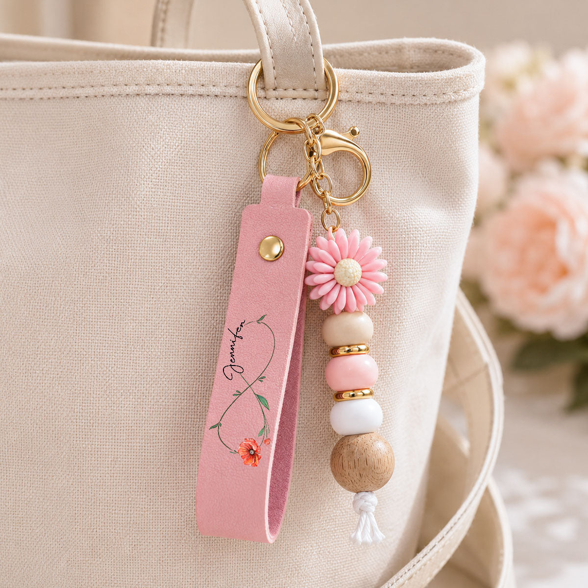 Bloom With Grace - Personalized Beaded Keychain