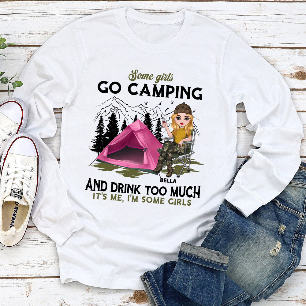 Custom Christmas & Birthday Keepsake Gift • Camping And Drink - Personalized Long Sleeve T-shirt