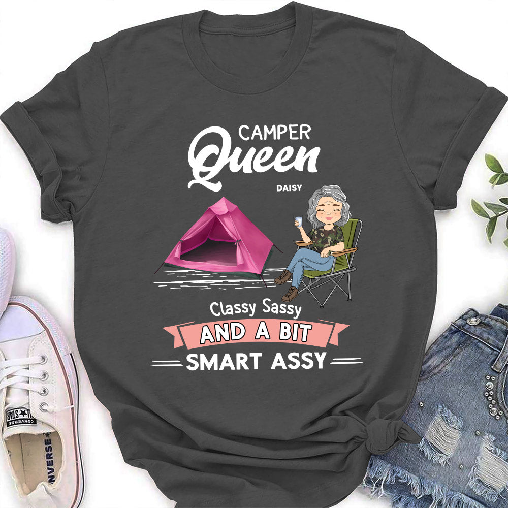Custom Christmas & Birthday Keepsake Gift • Camper Queen - Personalized Women's T-shirt