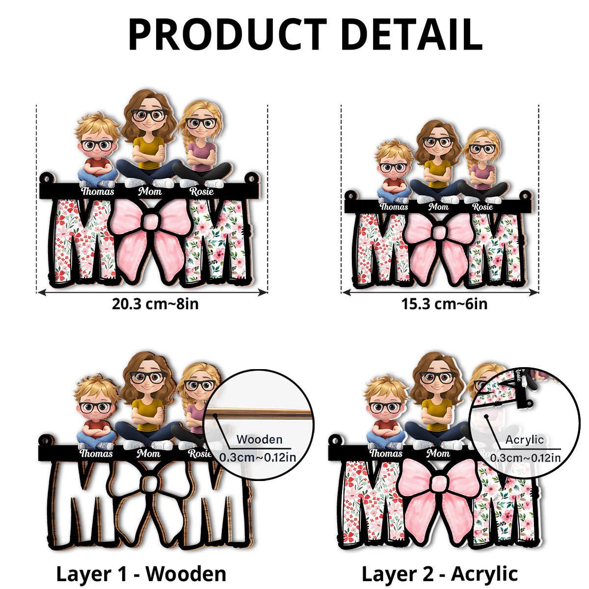 Custom Hanging Decor for Mom Daughter, Mother's Day Gifts • Mom Put A Bow On It - Personalized Suncatcher