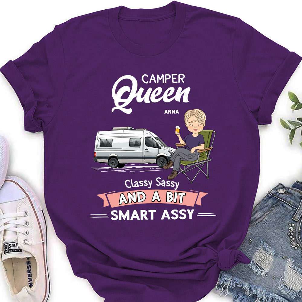 Custom Christmas & Birthday Keepsake Gift • Camper Queen - Personalized Women's T-shirt
