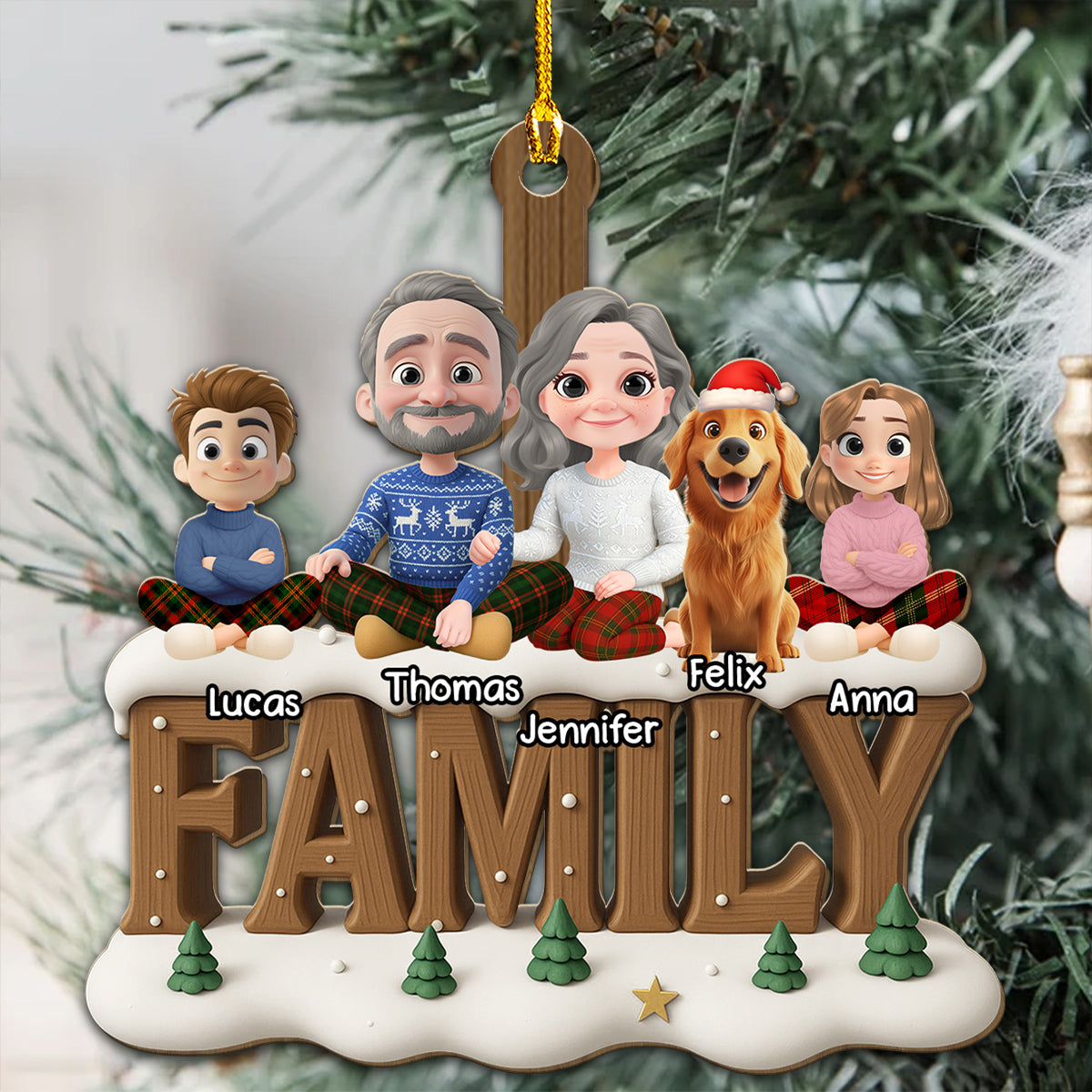 Custom Family Ornament, Christmas Gift for Family Members •  Family Bond Now Onwards - Personalized 3D Effect Wood Ornament