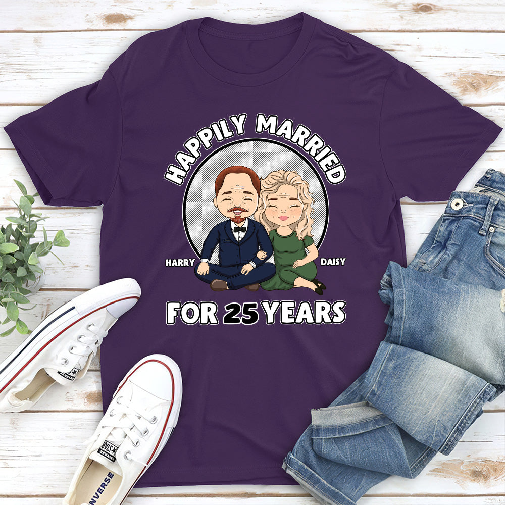 Custom Anniversary Keepsake Gifts For Couple • Happily Married - Personalized Classic T-shirt