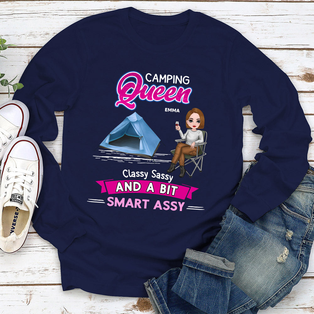 Custom Christmas & Birthday Keepsake Gift • Camping Queen - Personalized Long Sleeve T-shirt
