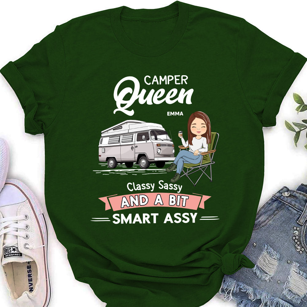 Custom Christmas & Birthday Keepsake Gift • Camper Queen - Personalized Women's T-shirt