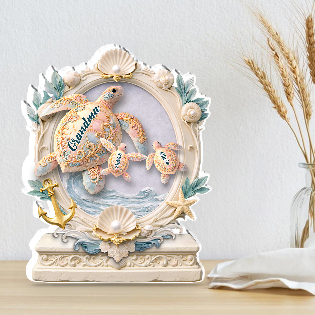 Custom Mother's Day Decor, Gift for Mom & Grandma • Sweet Turtles - Personalized Acrylic Plaque