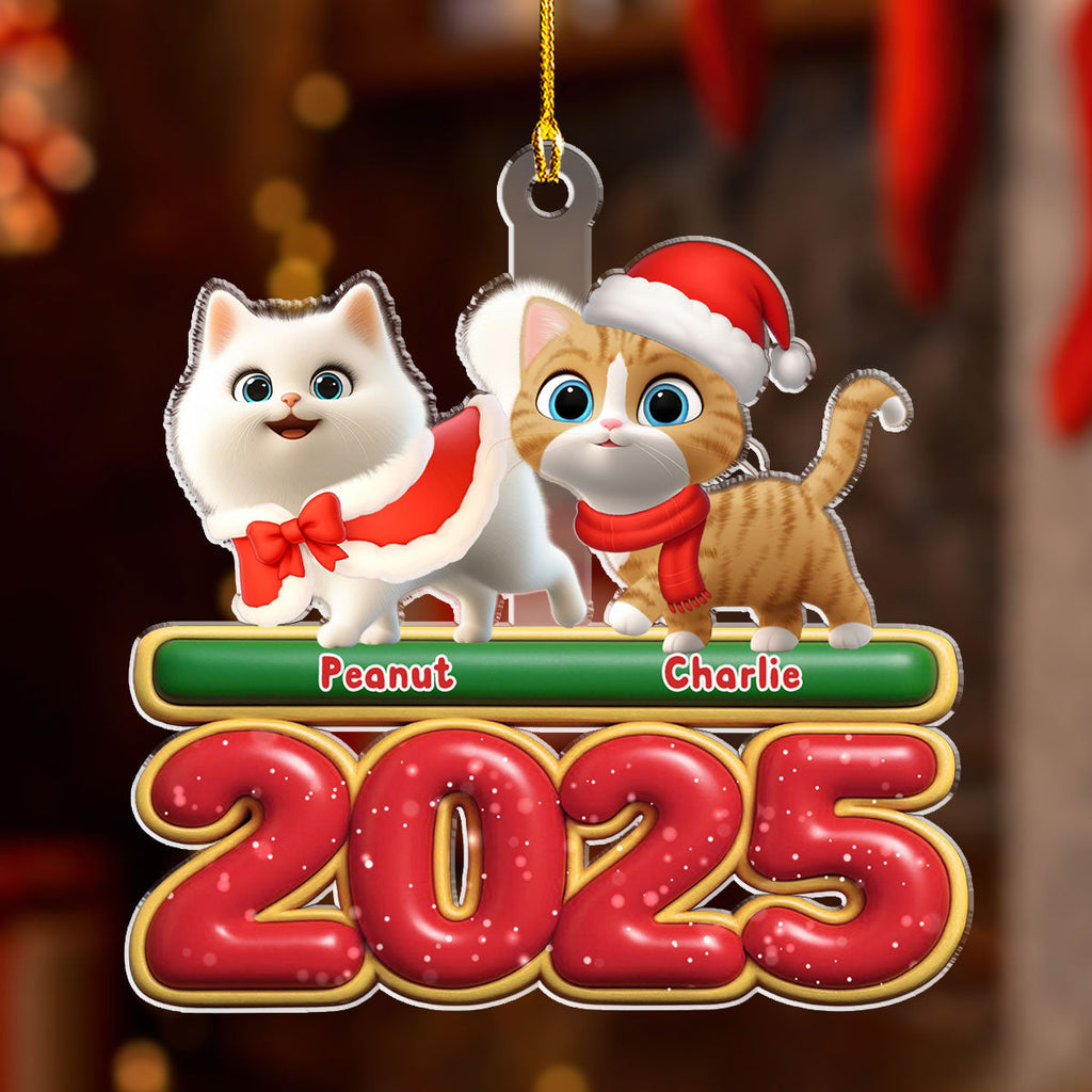 Custom Keepsake Christmas Ornament •  Walking Cat - Personalized Acrylic Ornament
