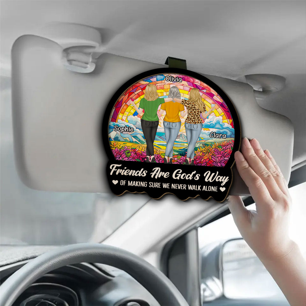 Never Walk Alone Besties - Personalized Car Visor Clip