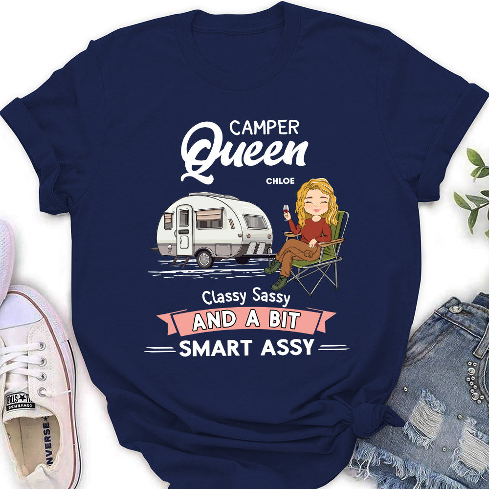Custom Christmas & Birthday Keepsake Gift • Camper Queen - Personalized Women's T-shirt